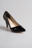 Chaussures De Soirée En Cuir Verni Noir BA114