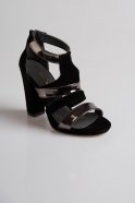 Chaussures De Soirée En Daim Noir-Platine PK6334
