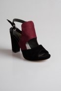 Chaussures De Soirée En Daim Noir-Bordeaux PK6333
