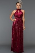 Robe De Soirée Longue En Velours Prune BL2093