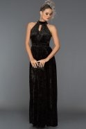 Robe De Soirée Longue En Velours Noir BL2093