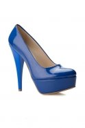 Chaussures De Soirée En Cuir Verni Sax Bleu AK583
