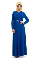 Robe De Soirée Hijab Sax Bleu T2242