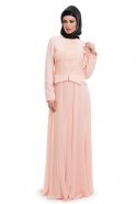Robe De Soirée Hijab Saumon S9030