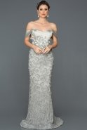 Robe Bal Sirène Longue Gris S4541