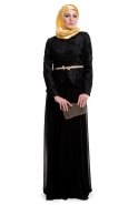 Robe De Soirée Hijab Noir C3533