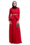 Robe De Soirée Hijab Rouge C3533