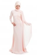Robe De Soirée Hijab Saumon S4078