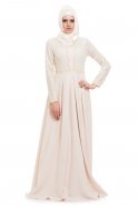 Robe De Soirée Hijab Blanc S4009