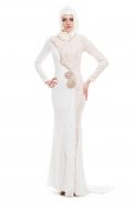 Robe De Soirée Hijab Blanc AL8203