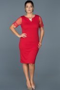 Robe Grande Taille Courte Rouge ABK212