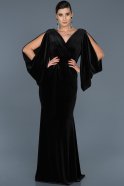Robe de Soirée Velour Longue Noir ABU548