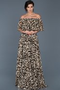 Robe de Soirée Longue Leopard-Cannelle ABU267