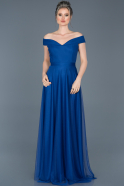 Robe de Soirée Longue Bleu Saxe ABU020