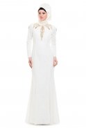 Robe De Soirée Hijab Blanc K4349380
