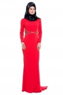 Robe De Soirée Hijab Rouge K4349375