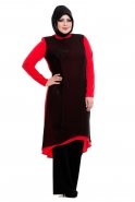 Tunique Hijab Noir-Rouge O7592B
