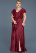 Robe de Soirée Grande Taille Longue Rouge Bordeaux ABU720