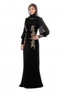 Robe De Soirée Hijab Noir S3785