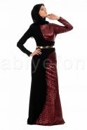 Robe De Soirée Hijab Rouge Bordeaux S3782