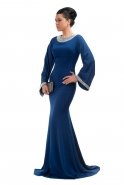 Robe De Soirée Hijab Sax Bleu F1202