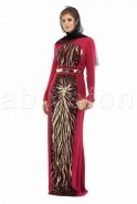 Robe De Soirée Hijab Rouge Bordeaux S3694