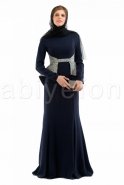Robe De Soirée Hijab Bleu Marine S3680