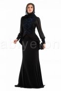 Robe De Soirée Hijab Sax Bleu S9003
