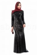 Robe De Soirée Hijab Noir M1392