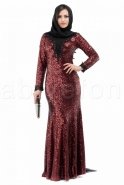 Robe De Soirée Hijab Rouge Bordeaux M1392