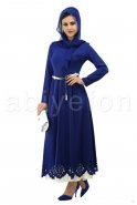 Robe De Soirée Hijab Sax Bleu T1731