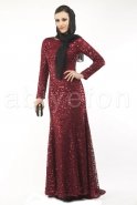 Robe De Soirée Hijab Rouge Bordeaux M1384