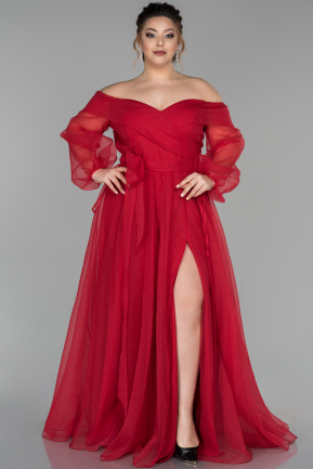 Robe Grande Taille Longue Rouge ABU1535
