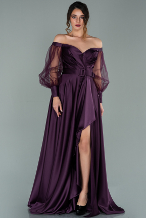 Robe de Soirée Longue Satin Violet ABU2025