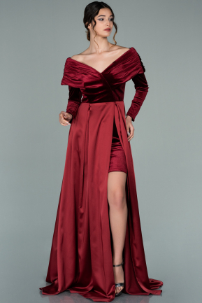 Robe de Soirée Longue Rouge Bordeaux ABU2083