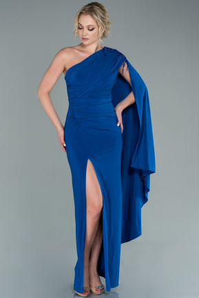 Robe de Soirée Longue Bleu Saxe ABU2117