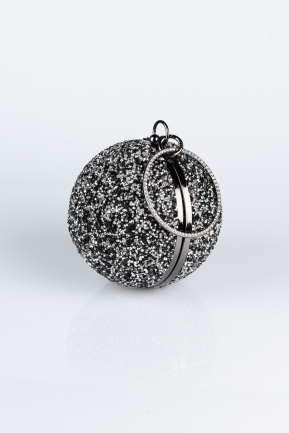 Sac de Soirée Squameuse Noir-Argent SH803