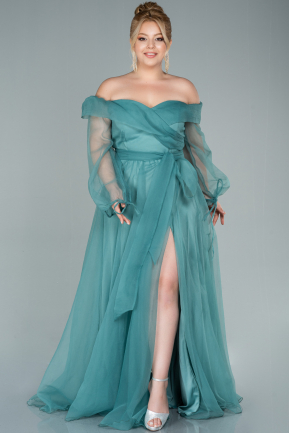 Robe Grande Taille Longue Turquoise ABU1535