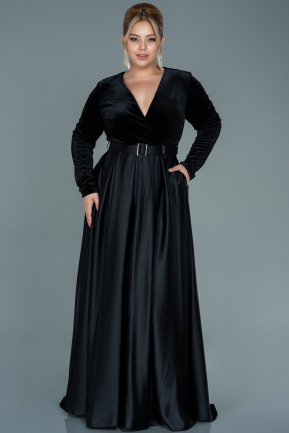 Robe de Soirée Grande Taille Longue Noir ABU2615