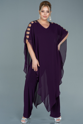 Robe De Soirée Grande Taille Mousseline Violet Foncé ABT080