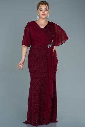 Robe de Soirée Grande Taille Longue Rouge Bordeaux ABU2651