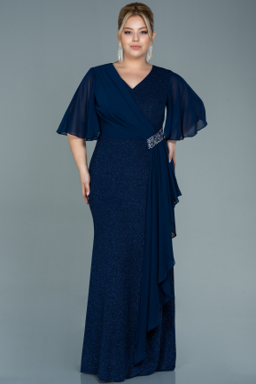 Robe de Soirée Grande Taille Longue Bleu Marine ABU2651