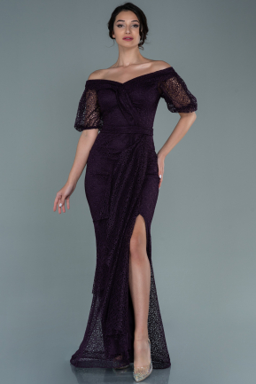 Robe De Soirée Dantelle Longue Violet ABU2427