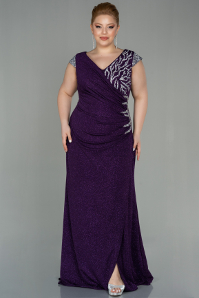 Robe de Soirée Grande Taille Longue Violet ABU2869
