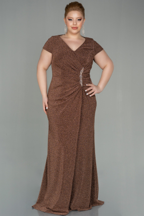 Robe de Soirée Grande Taille Longue Cuivre ABU2870