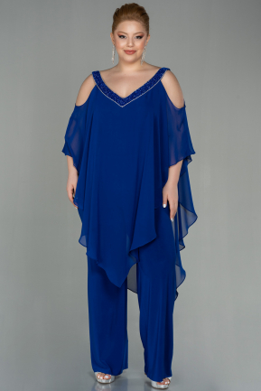 Robe Grande Taille Mousseline Bleu Saxe ABT096