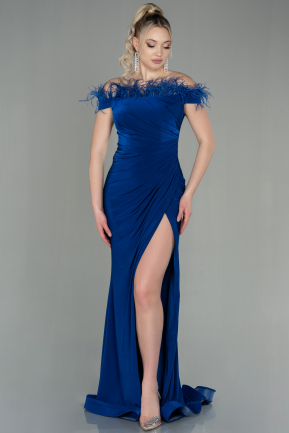 Robe de Soirée Longue Bleu Saxe ABU2906