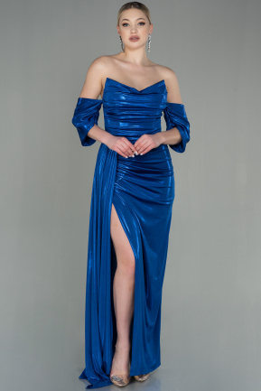 Robe de Soirée Longue Bleu Saxe ABU2956