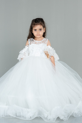 Robe de Mariage Pour Enfant Longue Blanc ABU3044