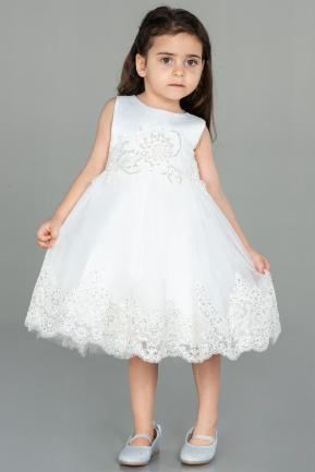 Robe de Soirée Enfants Longue Blanc ABU3037